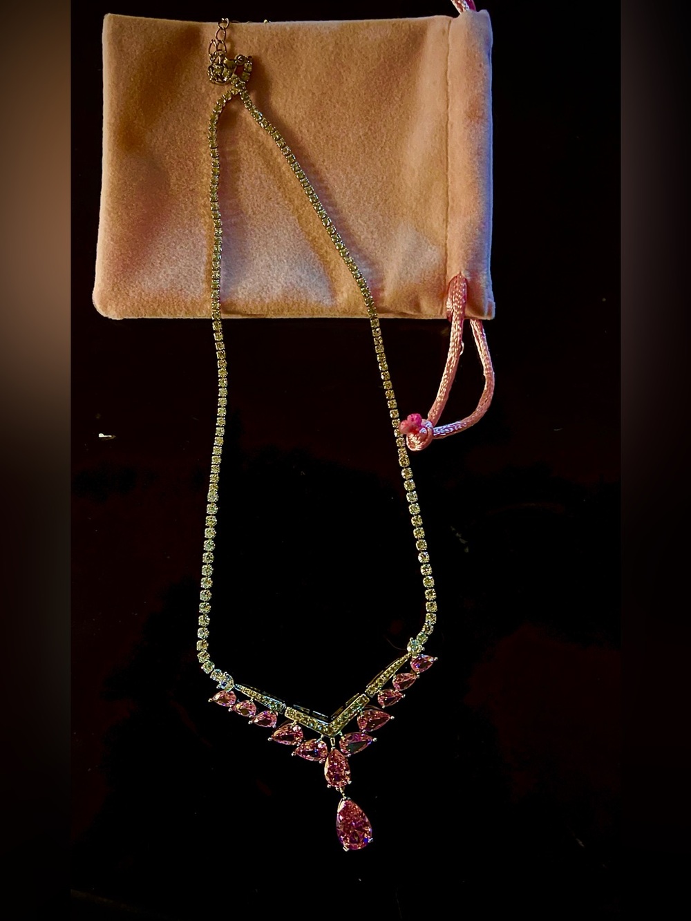 Pink Crystal Pendant Necklace - Women Jewelry
